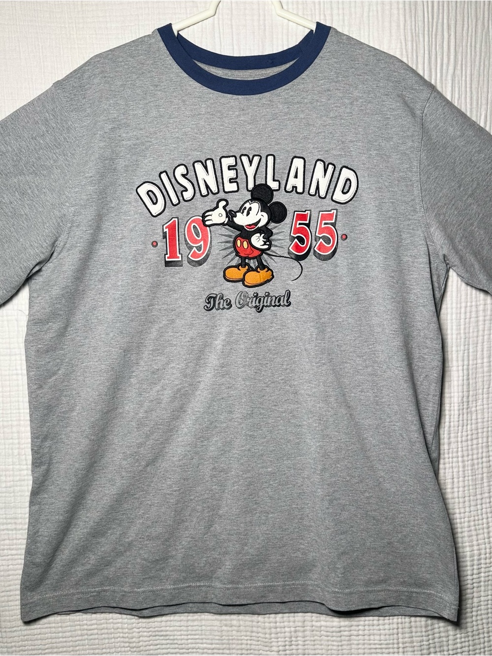 Disneyland 1955 The Original Embroidered Mickey Gray T-Shirt-L-Disney Parks 90s
